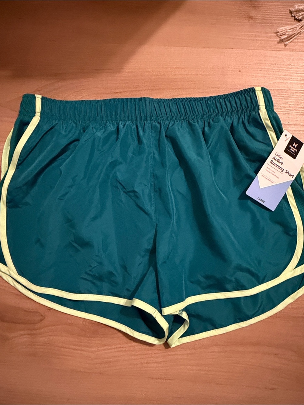 Women’s Teal Athletic Running Shorts with Lime Trim